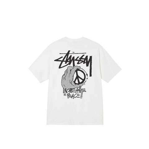 STUSSY PEACE HAND PIGMENT DYED TEE WHITE