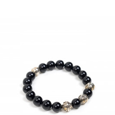 CHROME HEARTS BLACK 10MM BEADS 3 CROSS BALLS BRACELET