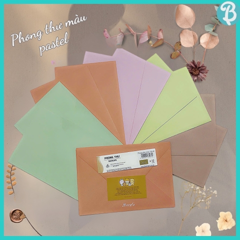 Phong bì 5 màu Pastel thanh lịch, phong bao, bao thư giấy size 13*19cm - Blueangel