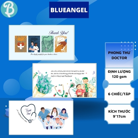Bao Thư, Phong Thư Dành Cho Bác Sĩ KT 17 x 9 cm Blueangel (6Cái /Xấp) - Phong Bì Doctor Đa Dạng Mẫu