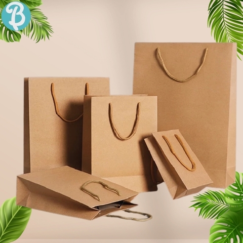Túi Giấy Đựng Quà KRAFT TRƠN Loại Dày Đủ Kích Thước, Túi Xi Măng Trơn Có Quai Xách - Blueangel