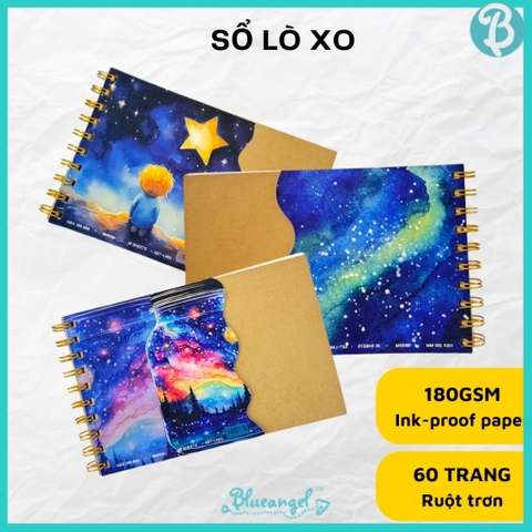 Sổ lò xo trơn kép bìa cứng kết hợp bìa cát Blueangel 60 trang, giấy chống loá 180gsm KET-LN0x
