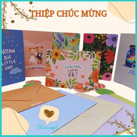 Thiệp chúc mừng sinh nhật cao cấp, thiệp quà tặng màng ngọc lấp lánh họa tiết đặc sắc CAS- Blueangel
