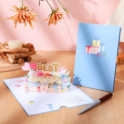 Thiệp quà tặng kèm phong bì, thiệp chúc mừng gấp 3D tốt nghiệp, happy birthday
