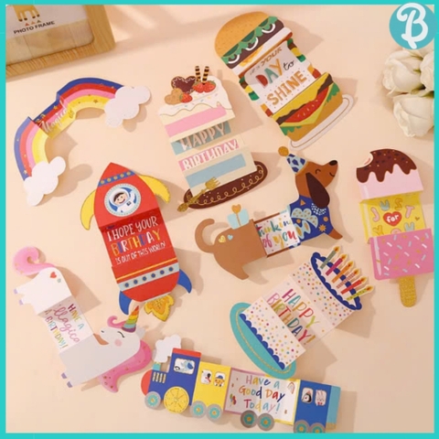 Thiệp chúc mừng gấp hoạt hình dễ thương, Thiệp quà tặng sáng tạo, Thiệp tin nhắn Lala 3D