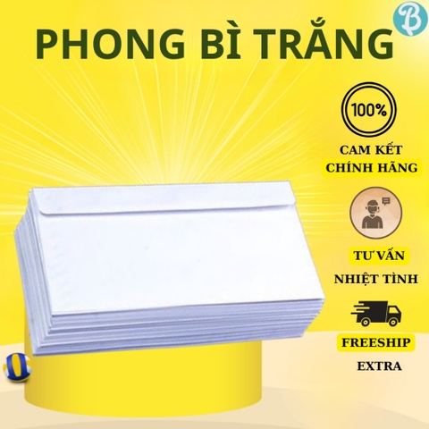 Phong bì trắng tệp 100 chiếc, phong bao, bao thư giấy (11.5*16, 10*18) - Blueangel