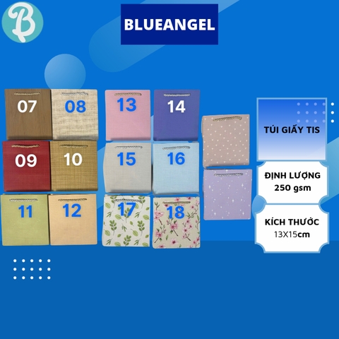 Túi Giấy Đựng Quà Blueangel, Túi Quà Tặng Có Quai Dây Vải Chắc Chắn TIS, KT 15*13.5*10cm