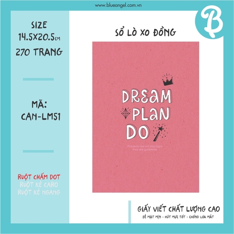 Sổ lò xo A5 Chấm DOT 270 trang (bìa cứng) CAN-LM51 - Blueangel