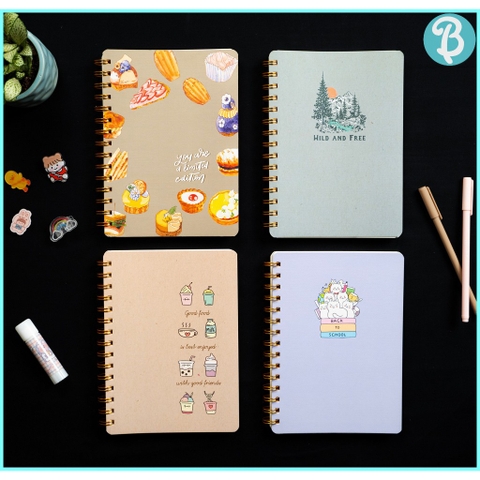 Sổ tay A5 lò xo NON-LM1x (4 mẫu bìa: ruột Kẻ ngang) - Blueangel