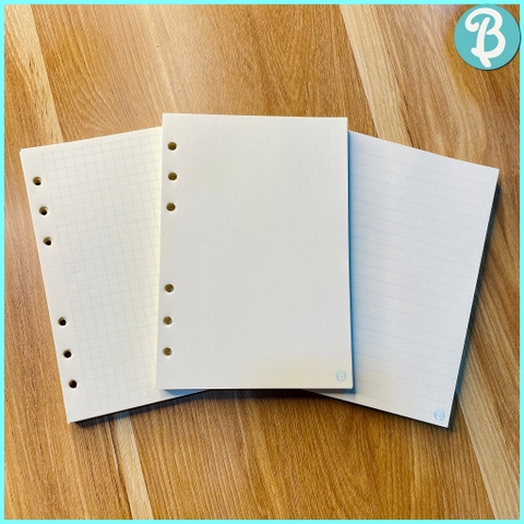 Ruột sổ càng cua A5, Ruột giấy REFILL cho sổ còng 6 lỗ, 140 trang, 70gsm (3 loại: kẻ ngang, chấm dot, kẻ caro)