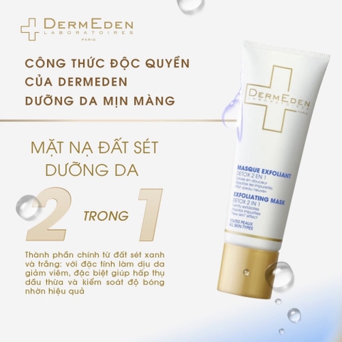 Mặt nạ kem tẩy tế bào chết Dermeden Exfoliating Mask - Detox 2 In 1 50ml