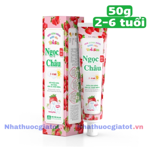[HƯƠNG DÂU 2-6 TUỔI] Kem Đánh Răng Dược Liệu Ngọc Châu Trẻ Em Dành Cho Bé Từ 2-6 Tuổi Với Hương Dâu Ngọt Thơm, Bé Nào Cũng Thích