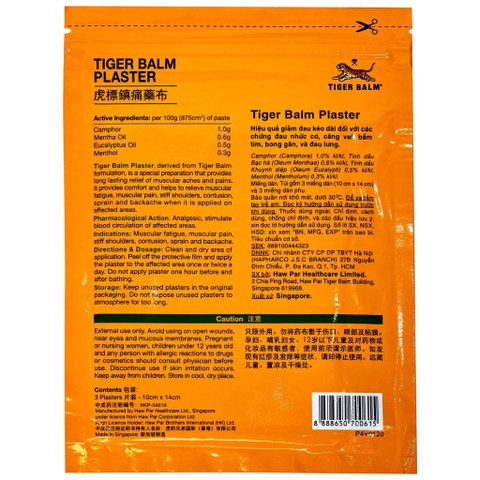 TIGER BALM DÁN LẠNH PLASTER - RD (7cm x 10cm)