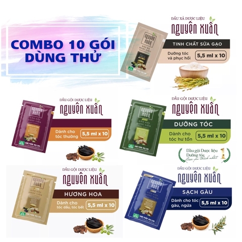 Combo 10 Gói Dầu Gội Dược Liệu Nguyên Xuân 5.5ml