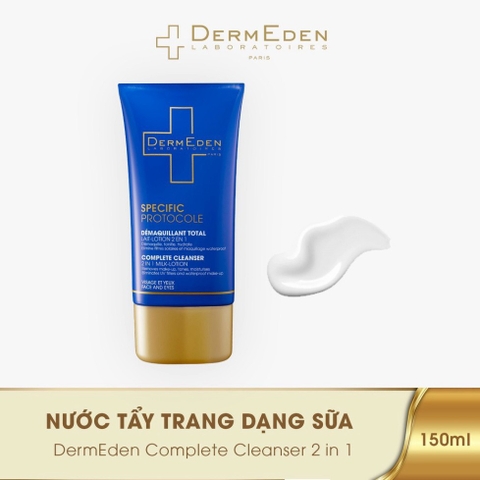 Sữa rửa mặt làm sạch dành cho mặt và mắt Dermeden Complete Cleanser Face & Eye 2 in 1 MILK - LOTION  150ml