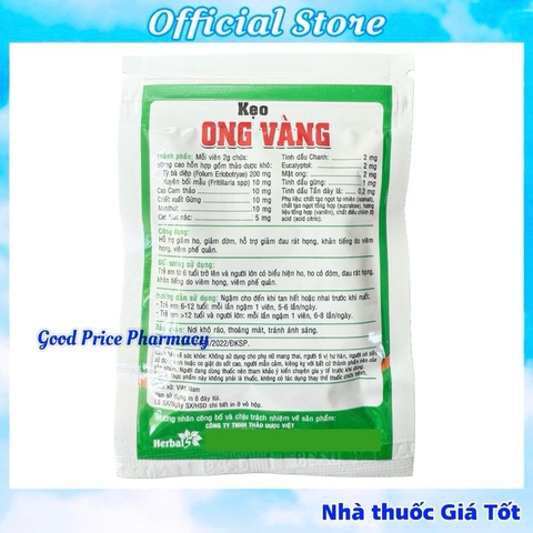 Kẹo Ong Vàng Thông Cổ, Giảm Ho Viêm Họng, Khan Tiếng