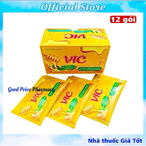 Hộp 12 Gói Siro Ho VIC Hỗ Trợ Giảm Ho, Đau Đầu, Hắt Hơi, Sổ Mũi, Cảm Lạnh