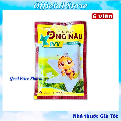 Vỉ 6 Viên Ngậm Ho Ong Nâu Ivy Dùng Được Cho Trẻ Em Từ 4 Tuổi