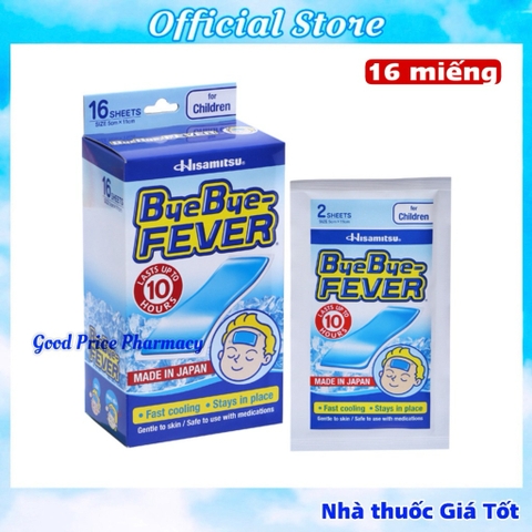 NGUYÊN HỘP MIẾNG DÁN HẠ SỐT BYEBYE FEVER DÀNH CHO TRẺ EM (HỘP 16 MIẾNG)