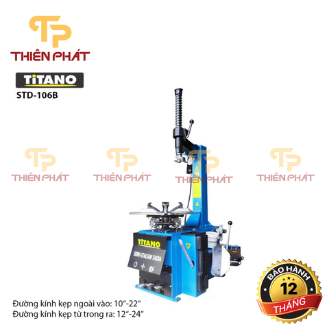 Máy tháo lốp ô tô liên doanh Italy Titano STD-106B - Mâm 10-22 inch (Kèm bộ bơm lốp đạp chân)