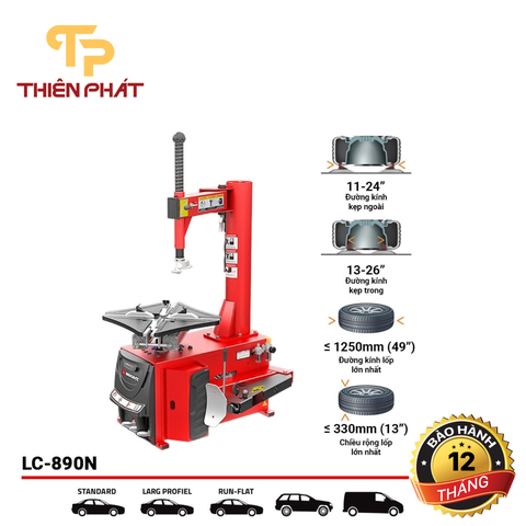 Máy ra vào lốp xe ô tô, tháo vỏ xe con công nghệ Ý Bright LC-890N