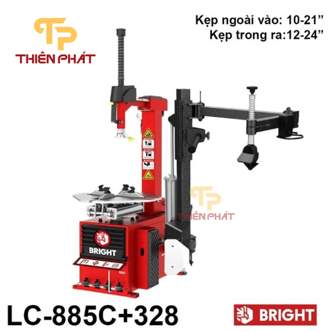 Máy Ra Vào Lốp Ô Tô Cần Gật Gù Kèm Bộ Hỗ Trợ Ép Lốp Bright LC-885C+328 Công Nghệ Italia