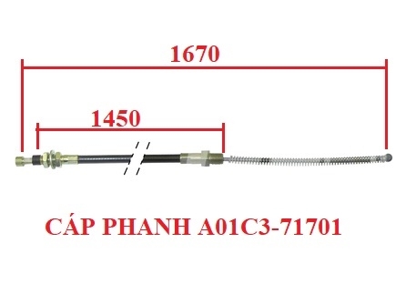 CÁP PHANH TRÁI (L1670/1450; G-K) A01C3-71701
