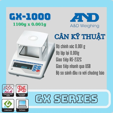 Cân điện tử - Cân kỹ thuật AND GX-1000 (1100g/0.001g)- Nhật Bản