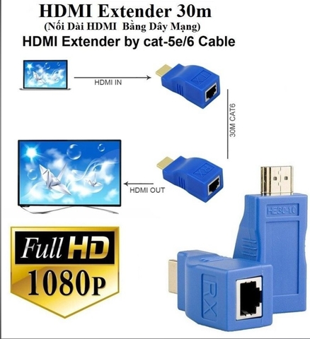 Đầu chuyển đổi HDMI to Lan 30m 4k,Nối Dài HDMI Chuẩn 4K bằng - Dây LAN 30m 4K HD Extender 30M - nối hdmi bằng lan