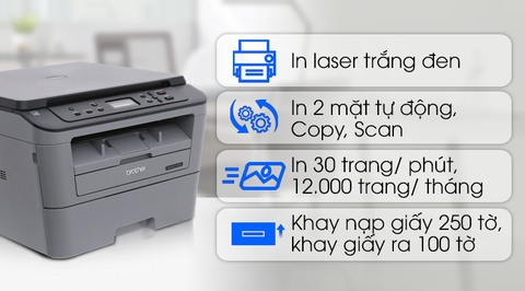 Máy In Laser Trắng Đen Brother đa năng In scan copy DCP-L2520D