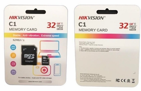 Thẻ nhớ Micro SD+Adaptor chưa ghi hiệu Hikvision mã HS-TF-C1/32GB dùng cho máy tính và thiết bị di động 32Gb