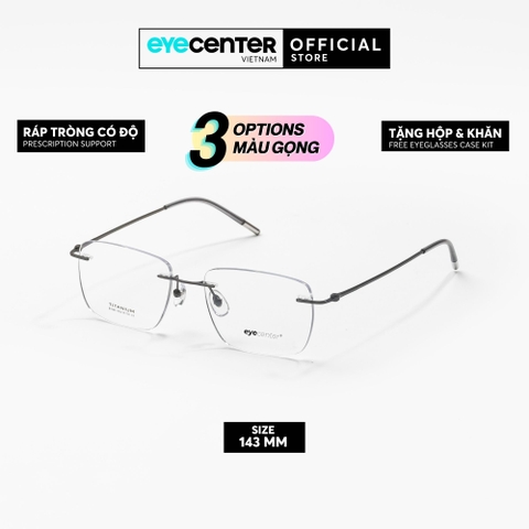 [ZA441] Gọng kính cận nam nữ không viền TITANIUM siêu nhẹ chống gỉ by Eye Center Vietnam