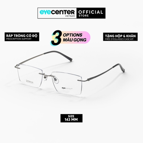 [ZA442] Gọng kính cận không viền nam nữ TITANIUM siêu nhẹ chống gỉ by Eye Center Vietnam
