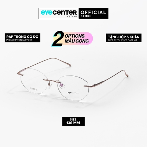 [A512] Gọng kính cận không viền nam nữ Titanium siêu nhẹ chống gỉ by Eye Center Vietnam