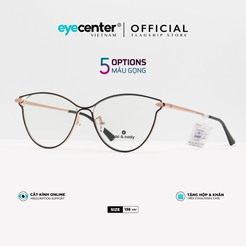 [A67]Gọng kính cận nữ chính hãng ZAC & CODY dáng mắt mèo kim loại chống gỉ signature cao cấp ZC LC704 by Eye Center Vietnam