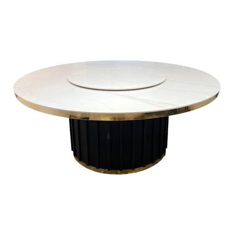 Bàn ăn tròn chân sắt sơn tĩnh điện mặt đá ceramic BA-31