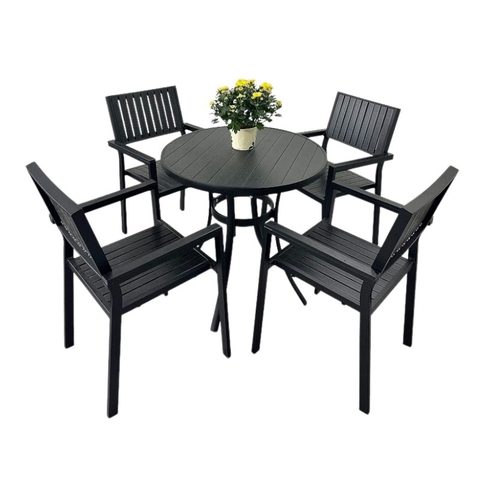 Bộ bàn sân vườn khung nhôm, mặt polywood BSV-07