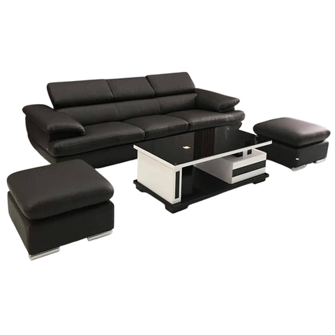 Ghế salon văng dài kèm đôn bọc da cao cấp GSB-07