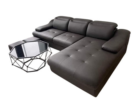 Ghế sofa góc bọc da sang trọng kèm 2 đôn và bàn kim cương SFL-10