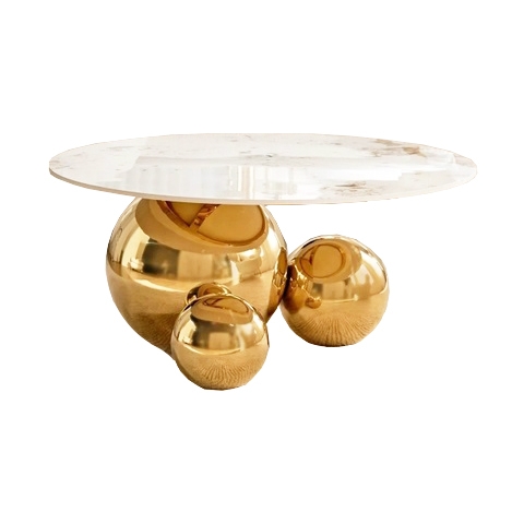 Bàn trà sofa chân inox mạ vàng - mặt đá ceramic BTI-10