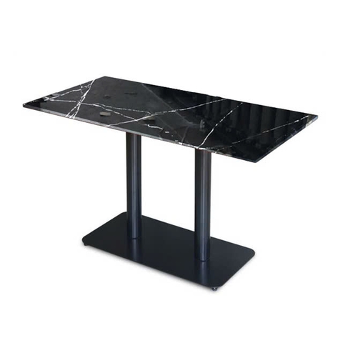 Bàn cafe chữ nhật 120x60cm mặt đá chân sắt đôi BCF-23