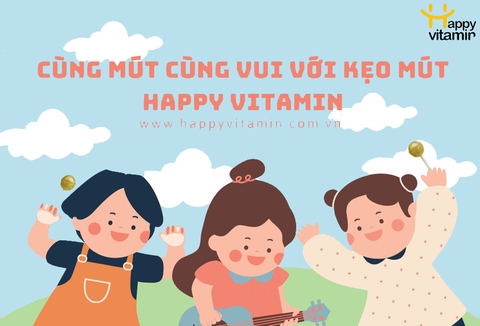 Cùng mút cùng vui với kẹo mút Happy Vitamin