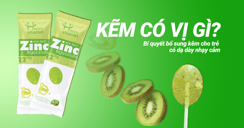 Kẽm Có Vị Gì? Bí Quyết Bổ Sung Kẽm Cho Trẻ Từ Kẹo Mút ZinC Hương kiwi Của Happy Vitamin