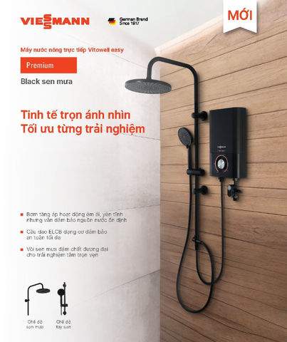 Máy Tắm Nước Nóng VIESSMANN PREMIUM P1-45PV có bơm MÀU ĐEN