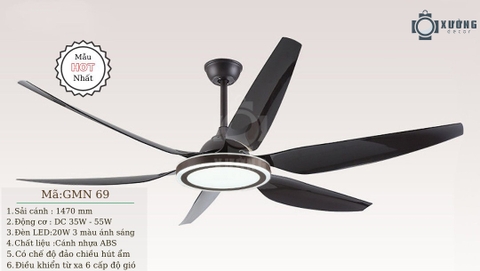 Quạt trần đèn cao cấp 6 cánh Germani XD-2269
