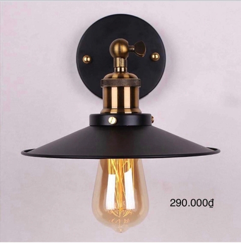 Đèn ốp tường đồng chao nông đen