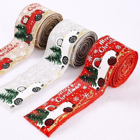 Ruy băng vải Noel hình Merry Christmas cuộn 6m bản 5cm