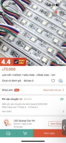 Led hắt 3 bóng 7 màu rgb 12 XQD