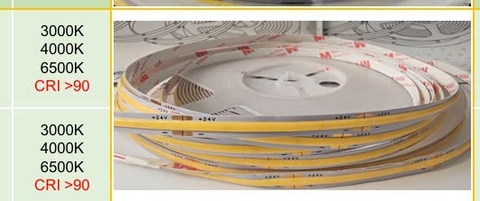 Led dán COB 320led 12V  Loại Cao Cấp 12w /m 8mm CRI >90