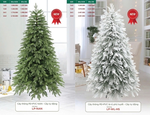 Cây thông PE + PVC lá rỷ phủ tuyết